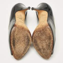 Pre Owned Giuseppe Zanotti Black Patent Leather Peep Toe Pumps Size 37