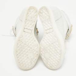 Giuseppe Zanotti White Croc Embossed Leather Lorenz Wedge High Top Sneakers Size 36