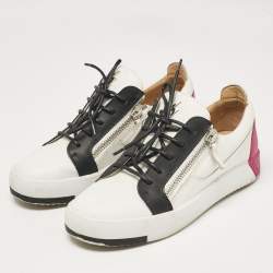 Giuseppe Zanotti White/Black Leather Frankie Low Top Sneakers Size 38