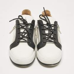 Giuseppe Zanotti White/Black Leather Frankie Low Top Sneakers Size 38