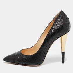 Giuseppe Zanotti Black Python Embossed Leather Pumps Size 35