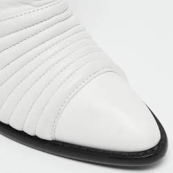 Giuseppe Zanotti White Quilted Leather Moto Boots Size 38