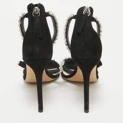 Giuseppe Zanotti Black Suede Star Crystal Harmony Sandals Size 39.5