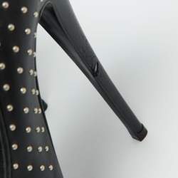 Pre Owned Giuseppe Zanotti Black Leather Studded Peep Toe Platform Pumps Size 37