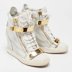 Giuseppe Zanotti Grey Croc Embossed Leather Coby High Top Sneakers Size 38
