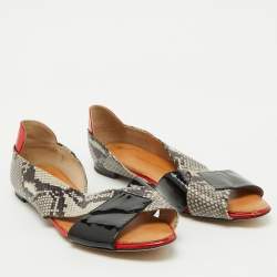 Giuseppe Zanotti Multicolor Python Embossed and Patent Leather D'orsay Flat Sandals Size 41