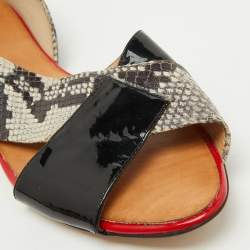 Giuseppe Zanotti Multicolor Python Embossed and Patent Leather D'orsay Flat Sandals Size 41