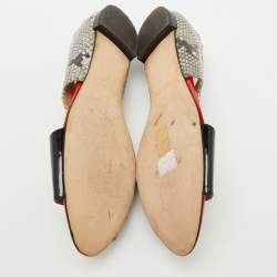 Giuseppe Zanotti Multicolor Python Embossed and Patent Leather D'orsay Flat Sandals Size 41