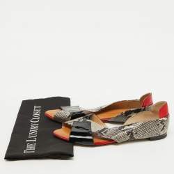 Giuseppe Zanotti Multicolor Python Embossed and Patent Leather D'orsay Flat Sandals Size 41