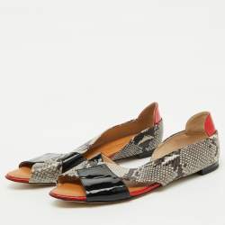 Giuseppe Zanotti Multicolor Python Embossed and Patent Leather D'orsay Flat Sandals Size 41