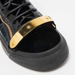 Giuseppe Zanotti Black Velvet And Patent Leather Coby High Top Sneakers Size 39