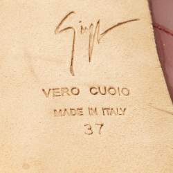 Pre Owned Giuseppe Zanotti Burgundy Patent Leather Sharon Peep Toe Pumps Size 37