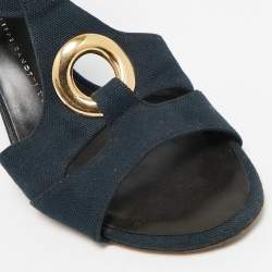Giuseppe Zanotti Blue Canvas Wedge Sandals Size 36
