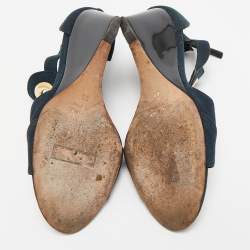 Giuseppe Zanotti Blue Canvas Wedge Sandals Size 36