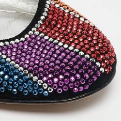Giuseppe Zanotti Black Suede Crystal Embellished Ballet Flats Size 36