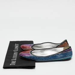 Giuseppe Zanotti Black Suede Crystal Embellished Ballet Flats Size 36