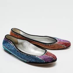 Giuseppe Zanotti Black Suede Crystal Embellished Ballet Flats Size 36
