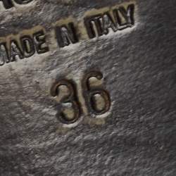 Pre Owned Giuseppe Zanotti Black Suede and Leather Crystal Embellished Ankle Wrap Flat Sandals Size 36