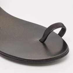 Pre Owned Giuseppe Zanotti Black Suede and Leather Crystal Embellished Ankle Wrap Flat Sandals Size 36