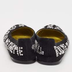 Giuseppe Zanotti Black Suede Crystal Embellished Ballet Flats Size 36