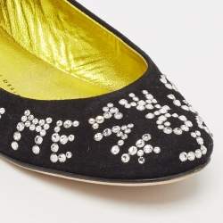 Giuseppe Zanotti Black Suede Crystal Embellished Ballet Flats Size 36