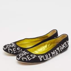 Giuseppe Zanotti Black Suede Crystal Embellished Ballet Flats Size 36