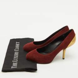 Giuseppe Zanotti Burgundy Suede Metal Heel Platform Pumps Size 37