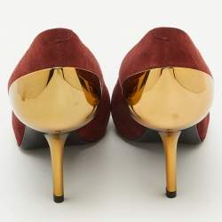 Giuseppe Zanotti Burgundy Suede Metal Heel Platform Pumps Size 37
