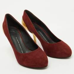 Giuseppe Zanotti Burgundy Suede Metal Heel Platform Pumps Size 37
