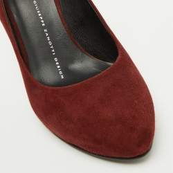 Giuseppe Zanotti Burgundy Suede Metal Heel Platform Pumps Size 37