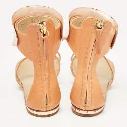 Giuseppe Zanotti Light Brown Leather Toe Ring Ankle Wrap Sandals Size 36
