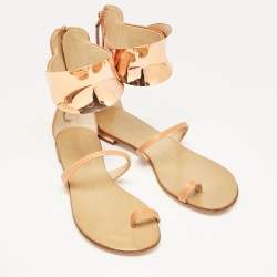 Giuseppe Zanotti Light Brown Leather Toe Ring Ankle Wrap Sandals Size 36