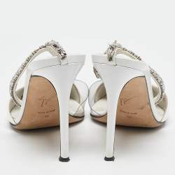 Giuseppe Zanotti White Patent Leather and PVC Crystal Embellished Pumps Size 38