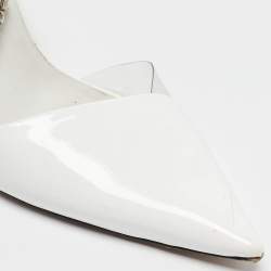 Giuseppe Zanotti White Patent Leather and PVC Crystal Embellished Pumps Size 38
