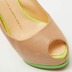 Giuseppe Zanotti Multicolor Leather Peep Toe Platform Slingback Pumps Size 38