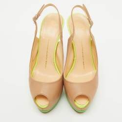 Giuseppe Zanotti Multicolor Leather Peep Toe Platform Slingback Pumps Size 38