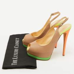 Giuseppe Zanotti Multicolor Leather Peep Toe Platform Slingback Pumps Size 38