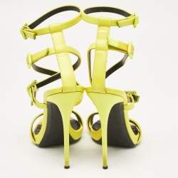 Giuseppe Zannotti Neon Green Leather Criss Cross Ankle Strap Sandals Size 37.5
