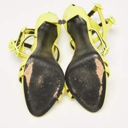 Giuseppe Zannotti Neon Green Leather Criss Cross Ankle Strap Sandals Size 37.5