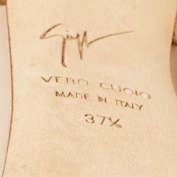 Pre Owned Giuseppe Zanotti Brown/Beige Patent Metal Cruel Ankle Strap Sandals Size 37.5