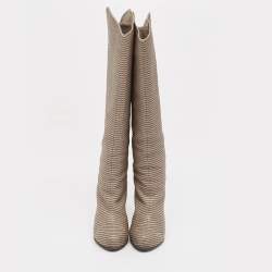 Giuseppe Zanotti Grey Leather Knee Length Boots Size 37.5