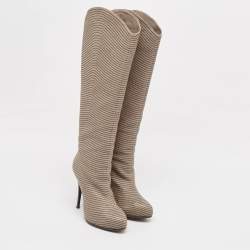 Giuseppe Zanotti Grey Leather Knee Length Boots Size 37.5