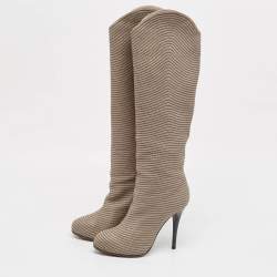 Giuseppe Zanotti Grey Leather Knee Length Boots Size 37.5