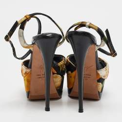 Giuseppe Zanotti Multicolor Satin Ankle Strap Sandals Size 38