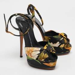 Giuseppe Zanotti Multicolor Satin Ankle Strap Sandals Size 38
