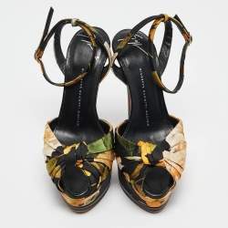 Giuseppe Zanotti Multicolor Satin Ankle Strap Sandals Size 38