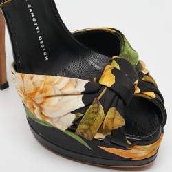 Giuseppe Zanotti Multicolor Satin Ankle Strap Sandals Size 38