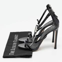 Giuseppe Zanotti Black Patent Leather Crystal Embellished Harmony G Sandals Size 38