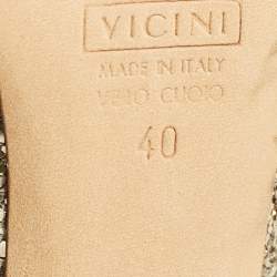 Pre Owned Giuseppe Zanotti Gold Glitter and Satin Uma Pumps Size 40