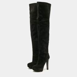 مملوكة مسبقًا Giuseppe Zanotti Black Suede Over The Knee Boots Size 39